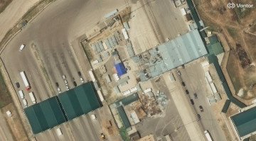 Damaged "Dzhankoi" checkpoint in the village of Peredmistne, Crimea, June 17, 2026. (Source: Vantor)