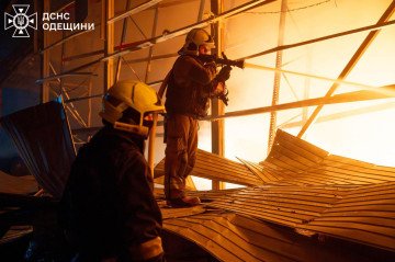 DSNS firefighters battle a fire at an industrial facility in Odesa after an overnight drone attack. (Source: DSNS Odesa) DSNS firefighters battle a fire at an industrial facility in Odesa after an overnight drone attack. (Source: DSNS Odesa)
