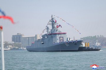 The Choe Hyon destroyer during maneuvering operations after launch in Nampo. (Source: KCNA) The Choe Hyon destroyer during maneuvering operations after launch in Nampo. (Source: KCNA)