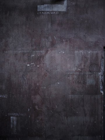 Patinaed walls reveal the outlines where the bookshelves once stood. Patinaed walls reveal the outlines where the bookshelves once stood.