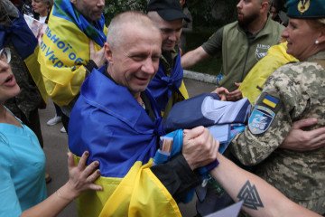 The Ukrainian defenders after their release from Russian captivity in the latest prisoner exchange. (Source: Joshua Olley/ UNITED24 Media) The Ukrainian defenders after their release from Russian captivity in the latest prisoner exchange. (Source: Joshua Olley/ UNITED24 Media)