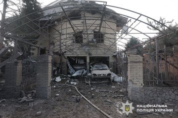 A private home and garage are seen damaged after an airstrike in Zaporizhzhia. (Source: National Police of Ukraine)