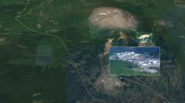 1. Satellite image showing the entrance gate to the military facility linked to Object 1335. (Source: The Sunday Times)