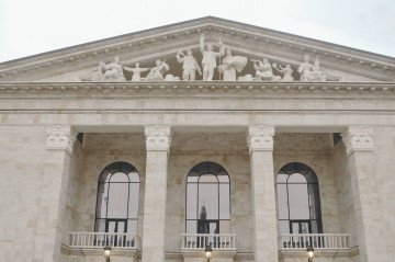 The restored Mariupol Drama Theater is shown in a December 28 photo, shared by the Mariupol City Council on Telegram. (Source: Mariupol City Council’s Telegram channel)