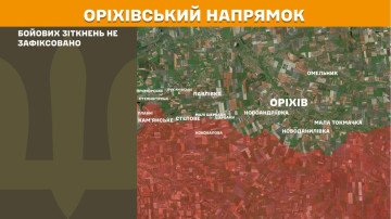 Mapa del sector de Orikhiv mostrando dos direcciones de ataque rusas cerca de Shcherbaky y Stepnohirsk en la región de Zaporiyia.