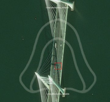 Satellite imagery showing reported damage to the Southern Fairway Bridge in St. Petersburg following the drone strikes. (Source: Absolutely Reliable)