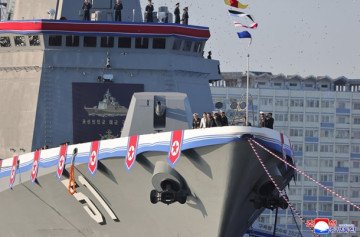 Front view of the Choe Hyon destroyer featuring its 127mm main gun. (Source: KCNA) Front view of the Choe Hyon destroyer featuring its 127mm main gun. (Source: KCNA)