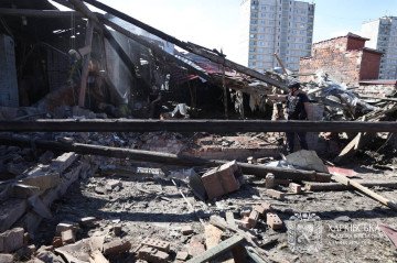 sThe damaged exterior of the Kharkiv educational building caused by Russian drone strike that injured four civilians. (Source: Head of Kharkiv Regional State Administration)