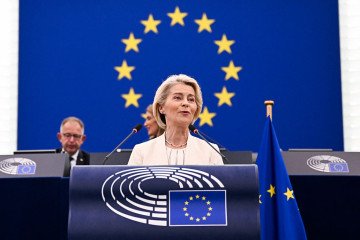 European Commission President Ursula von der Leyen delivers a speech during her annual State of the Union address at a plenary session of the European Parliament in Strasbourg, eastern France on September 16, 2026. (Source: Getty Images) European Commission President Ursula von der Leyen delivers a speech during her annual State of the Union address at a plenary session of the European Parliament in Strasbourg, eastern France on September 16, 2026. (Source: Getty Images)