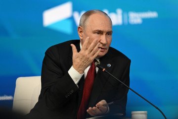 Russian leader Vladimir Putin delivers a speech during the 23rd Annual Meeting of the Valdai Discussion Club in Moscow, Russia, on October 01, 2026. Russian leader Vladimir Putin delivers a speech during the 23rd Annual Meeting of the Valdai Discussion Club in Moscow, Russia, on October 01, 2026.