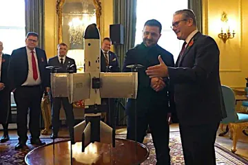 Octopus-100 interceptor drone designed to counter hostile UAVs and defend critical infrastructure. (Source: Office of the President of Ukraine)