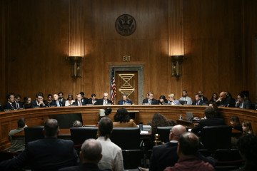 US Senate Takes Up Sanctions Legislation Proposed by Late Senator Lindsey Graham Target Russia and Iran Chairman of the Senate Homeland Security and Governmental Affairs Senator Rand Paul speaks during a Senate Committee on Homeland Security and Governmental Affairs business meeting to consider pending calendar business on Capitol Hill in Washington. (Sourc