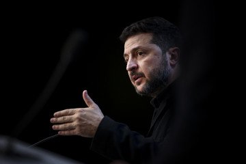 President of Ukraine Volodymyr Zelenskyy holds a press conference at the European Council summit on October 16, 2026. (Source: Getty Images) President of Ukraine Volodymyr Zelenskyy holds a press conference at the European Council summit on October 16, 2026. (Source: Getty Images)