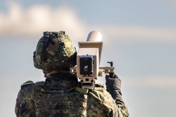 The Quadriga 2025 exercise focuses on protecting the strategic maritime transport of military forces to Lithuania using civilian and military infrastructure on September 4, 2025 in Warnemuende, Germany. (Source: Getty Images)