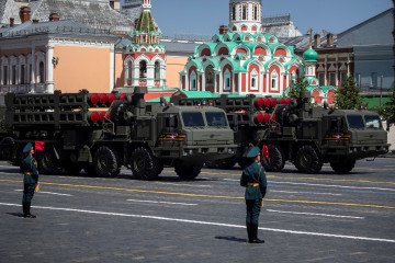 Russian army S-350 Vityaz surface-to-air missile moves through Red Square during a military parade in Moscow on June 24, 2020. (Source: Getty Images)
