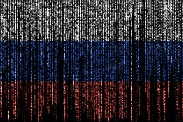 Flag of Russia on a computer binary codes (Source: Gwengoat via Getty Images)