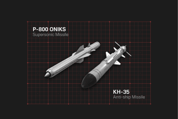 Illustration of Russia’s P-800 Oniks supersonic missile and Kh-35 anti-ship missile, highlighting key strike systems used in coastal defense operations. (Source: UNITED24 Media/Oleksandr Manukians)