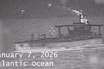 US Southern Command surveillance footage showing the Russian shadow fleet tanker Sophia in the Atlantic Ocean on January 7, 2026. (Source: US Southern Command ) US Southern Command surveillance footage showing the Russian shadow fleet tanker Sophia in the Atlantic Ocean on January 7, 2026. (Source: US Southern Command )