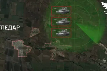 Map showing the location of three Russian tanks targeted by Lasar’s Group. (Source: Lasar’s Group) Map showing the location of three Russian tanks targeted by Lasar’s Group. (Source: Lasar’s Group)