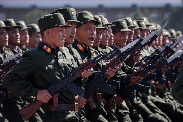 Illustrative image. Korean People’s Army (KPA) soldiers march during a mass rally on Kim Il Sung Square in Pyongyang on September 9, 2018. (Source: Getty Images)