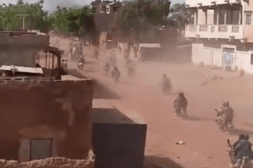 FLA and JNIM fighters in Sevare, Mali, during coordinated attacks on April 25, 2026. (Source: Rerum Novarum)