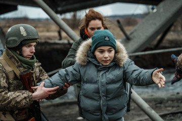 Civilian Evacuations As Russian Shells Fall On Evacuation Route From Irpin Toward Kyiv Ukraine Defense Against Russian Invasion