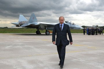 Illustrative image. Russian leader Vladimir Putin walks away from a new Russian fighter jet, Sukhoi T-50, which later evolved into Su-57 after its flight at Zhukovsky airfield, outside Moscow, on June 17, 2010. Illustrative image. Russian leader Vladimir Putin walks away from a new Russian fighter jet, Sukhoi T-50, which later evolved into Su-57 after its flight at Zhukovsky airfield, outside Moscow, on June 17, 2010.