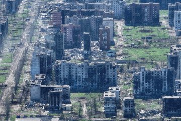 The Longest Battle of the 21st Century: Battle of Bakhmut In an aerial view, destruction in the city of Bakhmut can be seen after hostilities on June 1, 2023 in Bakhmut, Ukraine.