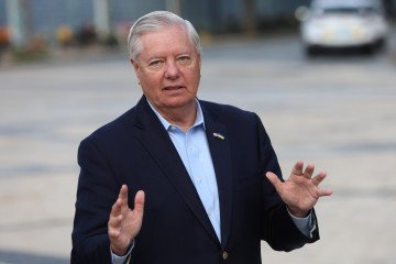 US Senator Lindsey Graham speaks during a press conference in Kyiv on May 30, 2025. (Source: Getty Images)