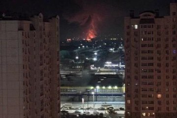 Fire in Russia’s Rostov-on-Don city after a drone strike on January 14, 2026. (Source: exilenova_plus/X)