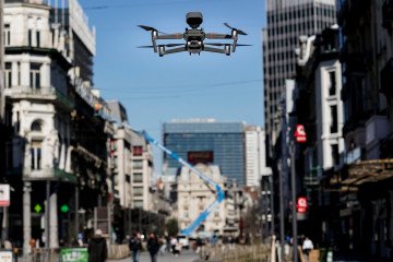 A drone is flying over Brussels, Belgium. (Source: Getty Images)