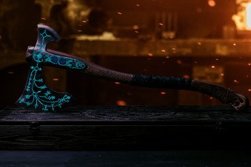 Handcrafted replica of the Leviathan Axe from God of War: Ragnarök, forged by Ukrainian brand Ancient Smithy. (Source: Forbes Ukraine)