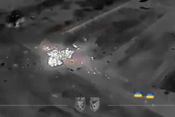 Thermal drone footage shows a precision strike on a building used by Russian forces near Myrnohrad. (Photo: 79th Separate Air Assault Brigade)