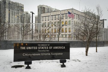 The US embassy building in Kyiv, Ukraine, on January 28, 2022. (Source: Getty Images) The US embassy building in Kyiv, Ukraine, on January 28, 2022. (Source: Getty Images)