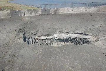 Damage to the Chonhar Bridge following a Ukrainian drone strike on June 7, disrupting a key Russian logistics route connecting occupied Crimea with southern Ukraine. (Source: Russian Telegram channels) Damage to the Chonhar Bridge following a Ukrainian drone strike on June 7, disrupting a key Russian logistics route connecting occupied Crimea with southern Ukraine. (Source: Russian Telegram channels)