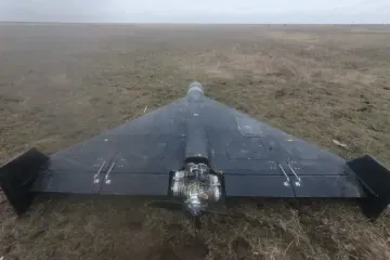 Illustrative photo of a Russian Geran-2 (Shahed-136) attack drone marked “Ы18358”. (Source: Kazinform) Illustrative photo of a Russian Geran-2 (Shahed-136) attack drone marked “Ы18358”. (Source: Kazinform)