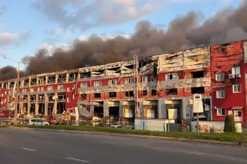 Russian Strike Destroys $3.9 Million in UNICEF Aid Supplies Outside Kyiv Aftermath of the attack on the UNICEF warehouse. (Source: Ombudsman Dmytro Lubinets /Telegram)