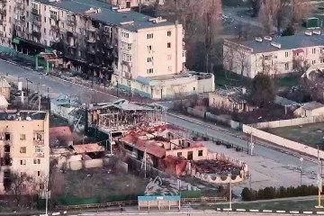 Damaged residential buildings in Russian-occupied Oleshky, Kherson region. Damaged residential buildings in Russian-occupied Oleshky, Kherson region.