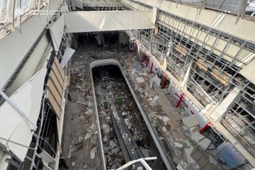 Debris covers the interior of a shopping and entertainment center damaged in a Russian attack in Dnipropetrovsk region on August 25, 2026. (Source: Dnipropetrovsk Regional Military Administration)