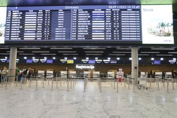 A hall of the airport in Vilnius, Lithuania, pictured on October 28, 2025. (Source: Getty Images)