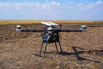 The newly unveiled “Adis” heavy bomber quadcopter, developed by Ukrainian mil-tech brand Martyn Tech. (Source: Martyn Tech)