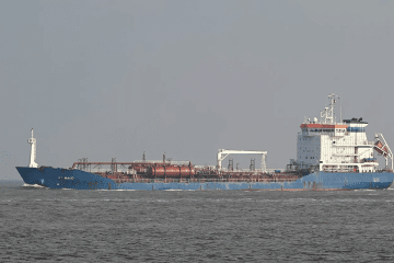 The tanker ST MAUD, formerly known as YARA J, which was reportedly struck by a drone near Sulina, Romania, on October 14, 2026. (Photo: Andreas Modersitzki/MarineTraffic)