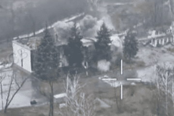 A Russian position is hit by a Ukrainian drone strike. (Photo: 25th Separate Airborne Sicheslav Brigade)