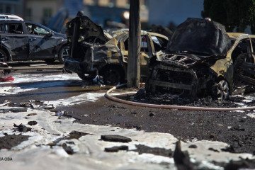 Burned-out civilian vehicles after a Russian guided bomb strike in Sumy on July 15, 2026. (Source: Sumy Regional Military Administration) Burned-out civilian vehicles after a Russian guided bomb strike in Sumy on July 15, 2026. (Source: Sumy Regional Military Administration)