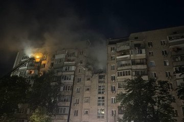 Aftermath of a Russian ballistic missile strike on a Kyiv residential building, July 6, 2026.