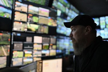 Commander of Ukraine's Unmanned Forces, Robert Brovdi, known as "Madyar", during an interview in a command post at an undisclosed location in Ukraine.