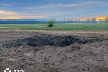 Impact crater of a downed Russian cruise missile, shot down by the Ukrainian State Border Guard Service, August 20, 2026. Impact crater of a downed Russian cruise missile, shot down by the Ukrainian State Border Guard Service, August 20, 2026.
