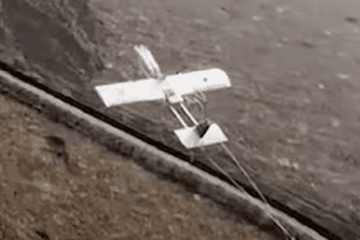 Footage showing a Ukrainian FPV interceptor drone deploying a net to bring down a Russian Molniya-2 attack drone. (Source: Ptashka Drones)