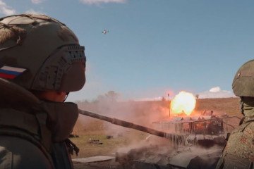 A new Russian DIY anti-drone active protection system during tests. (Source: Andrei_bt/X)