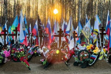view of a massive burial site of Russian soldiers killed during the country's war in Ukraine, in the rural Volga region of Kostroma, Russia on October 20, 2025. (Source: Getty Images) view of a massive burial site of Russian soldiers killed during the country's war in Ukraine, in the rural Volga region of Kostroma, Russia on October 20, 2025. (Source: Getty Images)